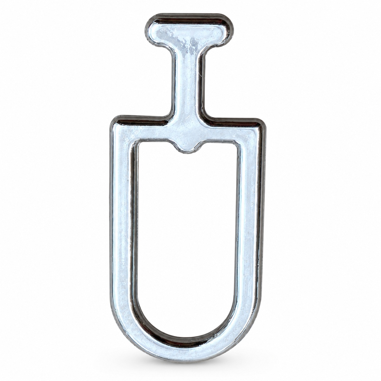 custom zinc alloy zipper puller polished silver u shaped cutout — view 1