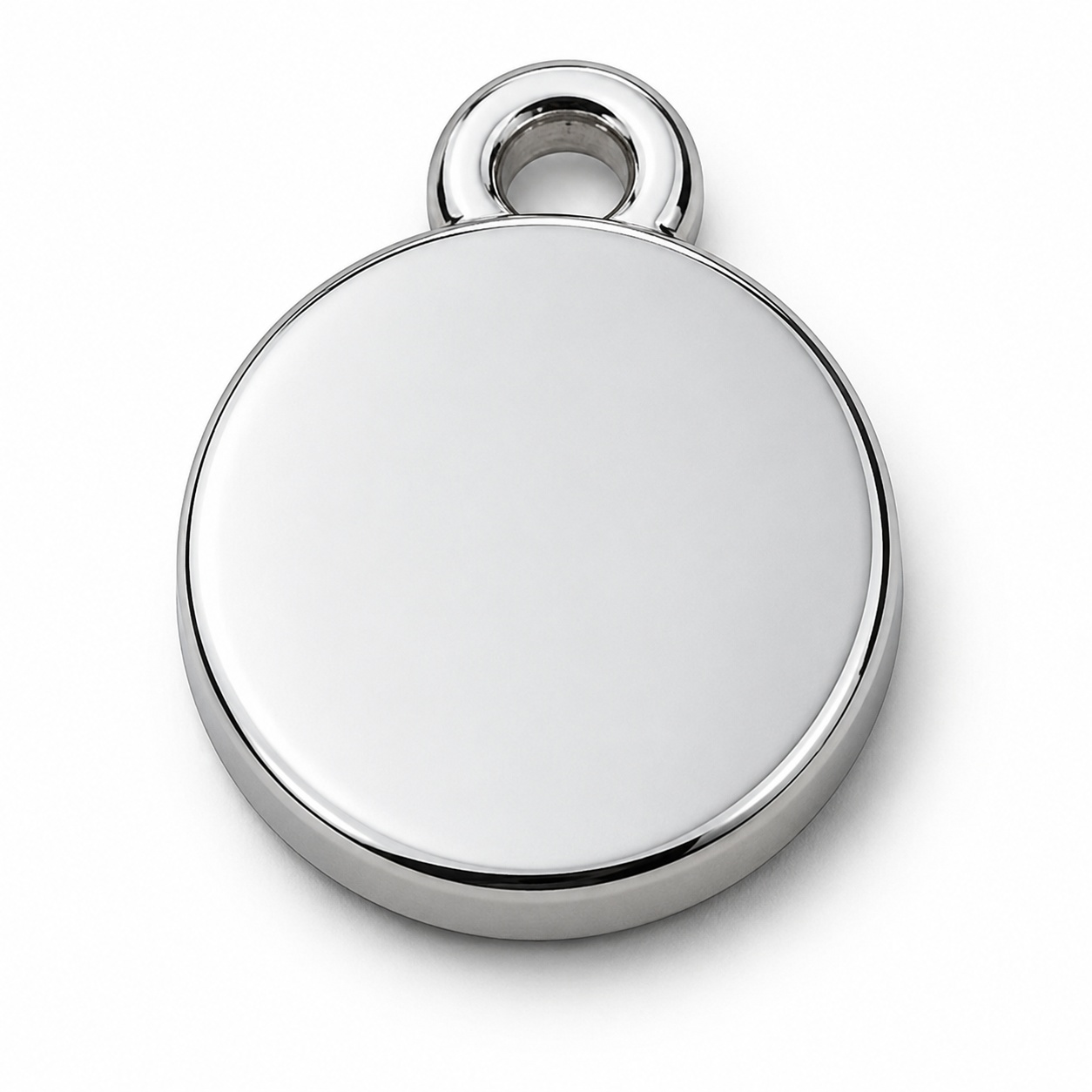 custom zinc alloy hang tag polished silver round plain smooth plate — view 1