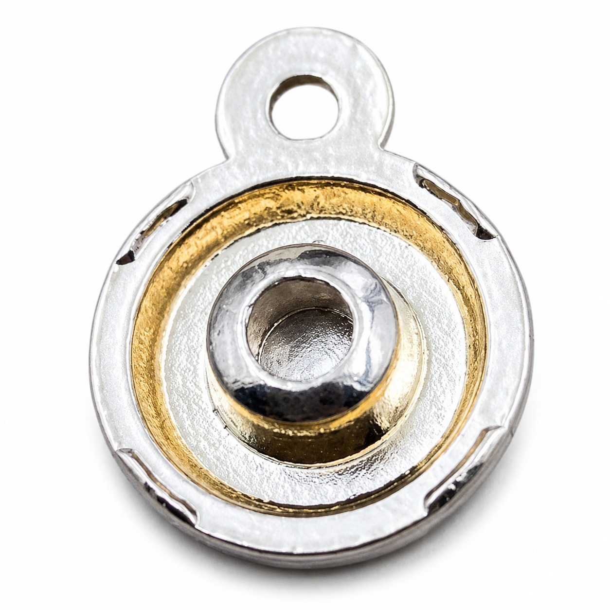 custom zinc alloy hang tag polished silver round plain smooth plate — view 3
