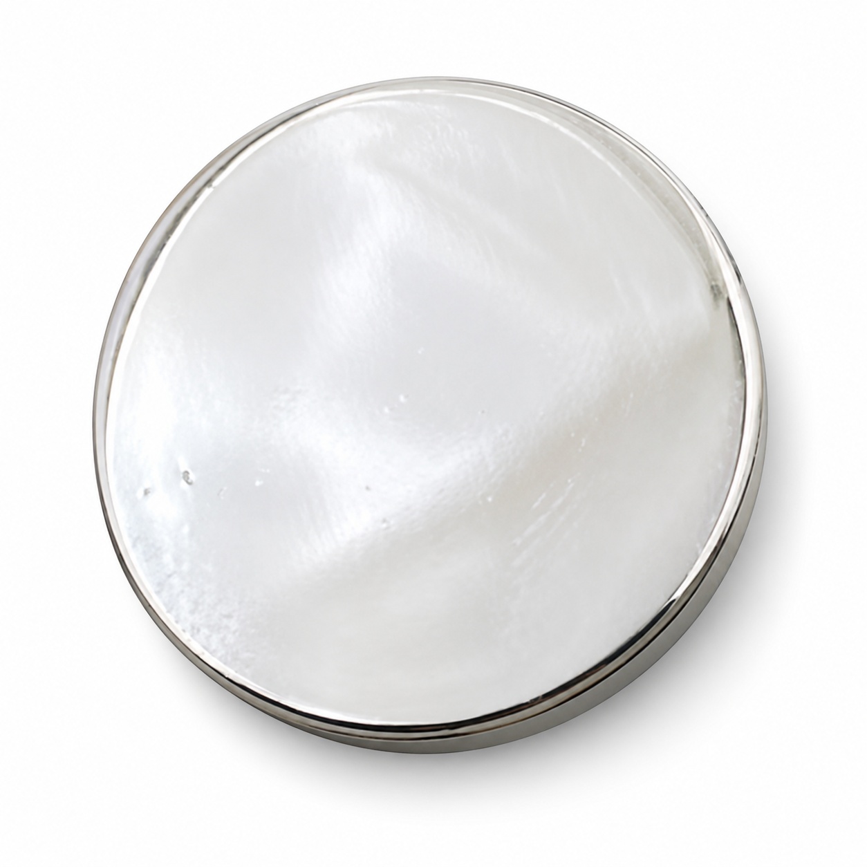 custom zinc alloy shell bag foot silver white round mother of pearl face — view 1